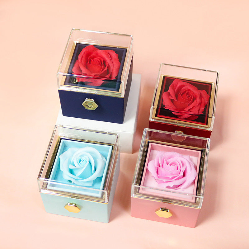 Rotating Flower Rose Gift Box With Necklace - Rightseason