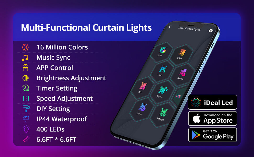 VividFlow Smart LED Curtain Sync Lights