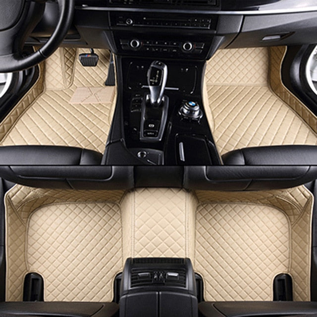 Fully Surrounded Car Leather Floor Mat Pad All Weather Protection - Rightseason