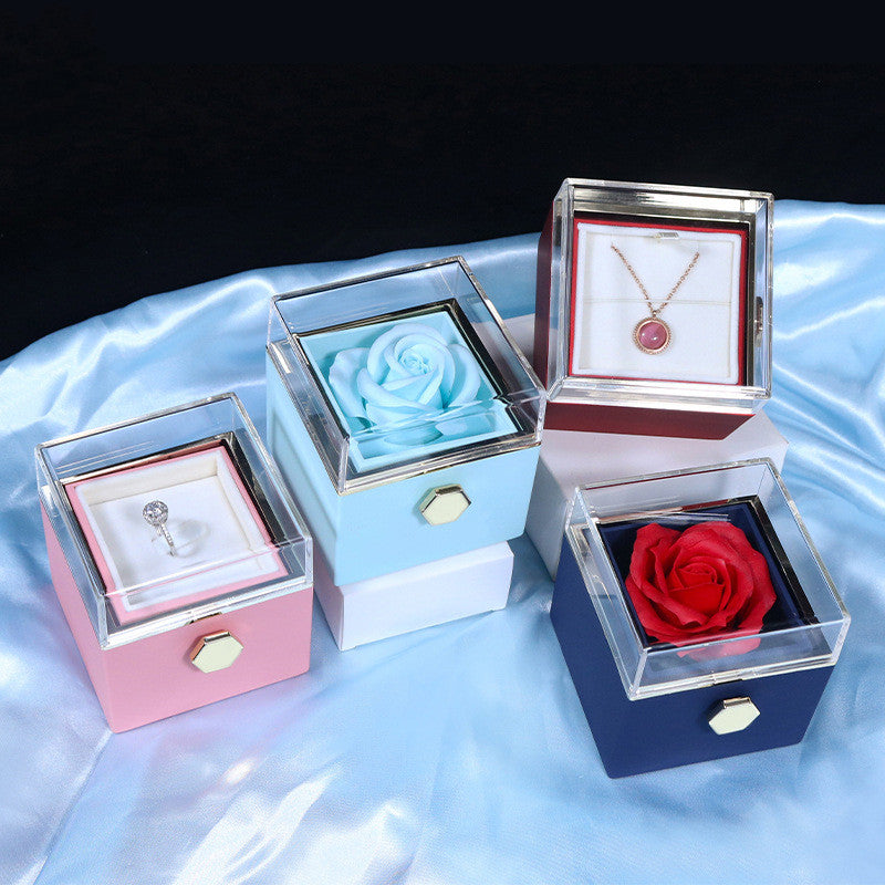 Rotating Flower Rose Gift Box With Necklace - Rightseason