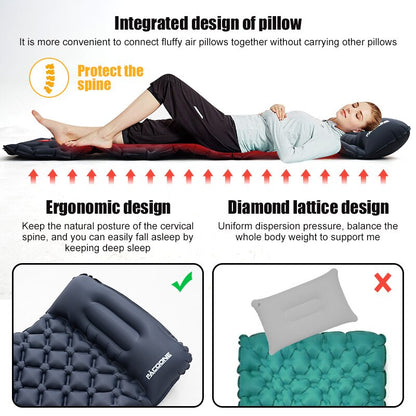 Outdoor Camping Inflatable Mattress Sleeping Pad With Pillows Ultralight Air Mat Built In Inflator Pump Hiking - Rightseason