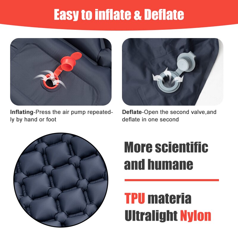 Outdoor Camping Inflatable Mattress Sleeping Pad With Pillows Ultralight Air Mat Built In Inflator Pump Hiking - Rightseason