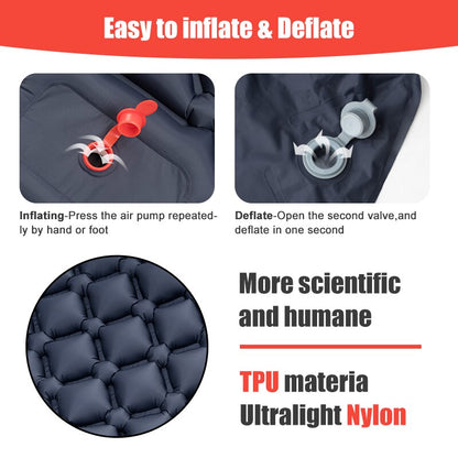 Outdoor Camping Inflatable Mattress Sleeping Pad With Pillows Ultralight Air Mat Built In Inflator Pump Hiking - Rightseason