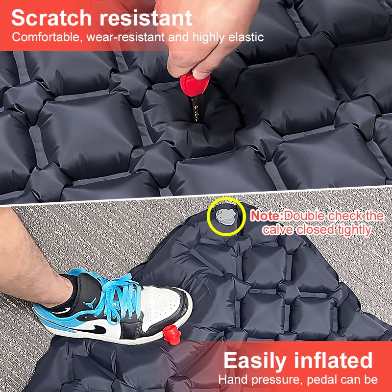 Outdoor Camping Inflatable Mattress Sleeping Pad With Pillows Ultralight Air Mat Built In Inflator Pump Hiking - Rightseason