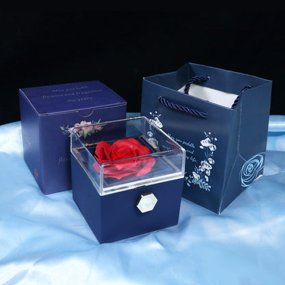 Rotating Flower Rose Gift Box With Necklace - Rightseason