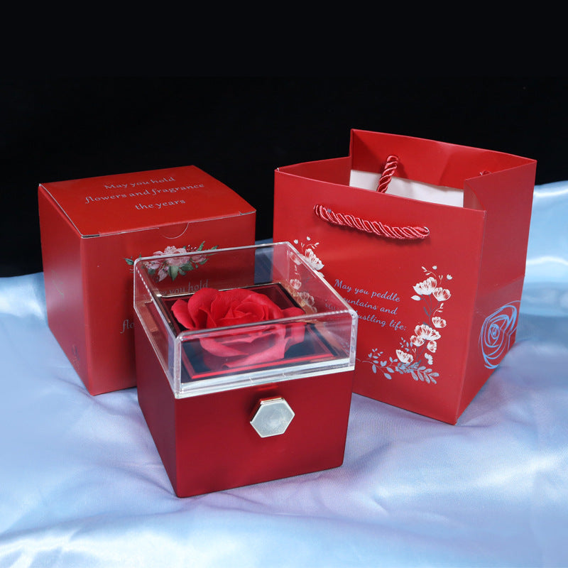 Rotating Flower Rose Gift Box With Necklace - Rightseason