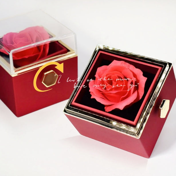 Rotating Flower Rose Gift Box With Necklace - Rightseason