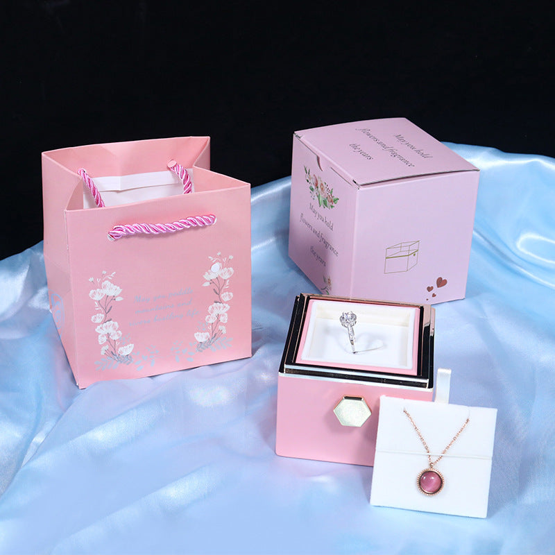 Rotating Flower Rose Gift Box With Necklace - Rightseason